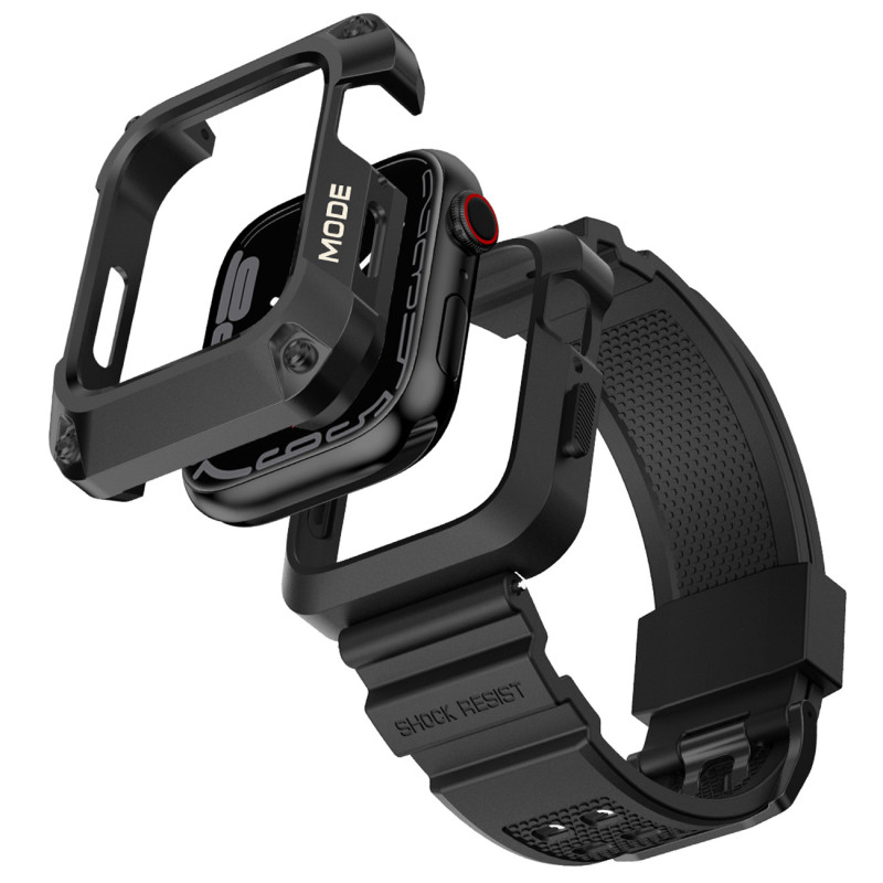Kingxbar CYF134 2in1 šarvuotas dėklas Apple Watch SE, 6, 5, 4 (44 mm) pagamintas iš nerūdijančio plieno su dirželiu, juo...