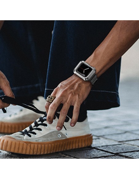 Kingxbar CYF134 2in1 šarvuotas dėklas Apple Watch SE, 6, 5, 4 (44 mm) pagamintas iš nerūdijančio plieno su dirželiu, juo... Kingxbar CYF134 2in1 šarvuotas dėklas Apple Watch SE, 6, 5, 4 (44 mm) pagamintas iš nerūdijančio plieno su dirželiu, juo...