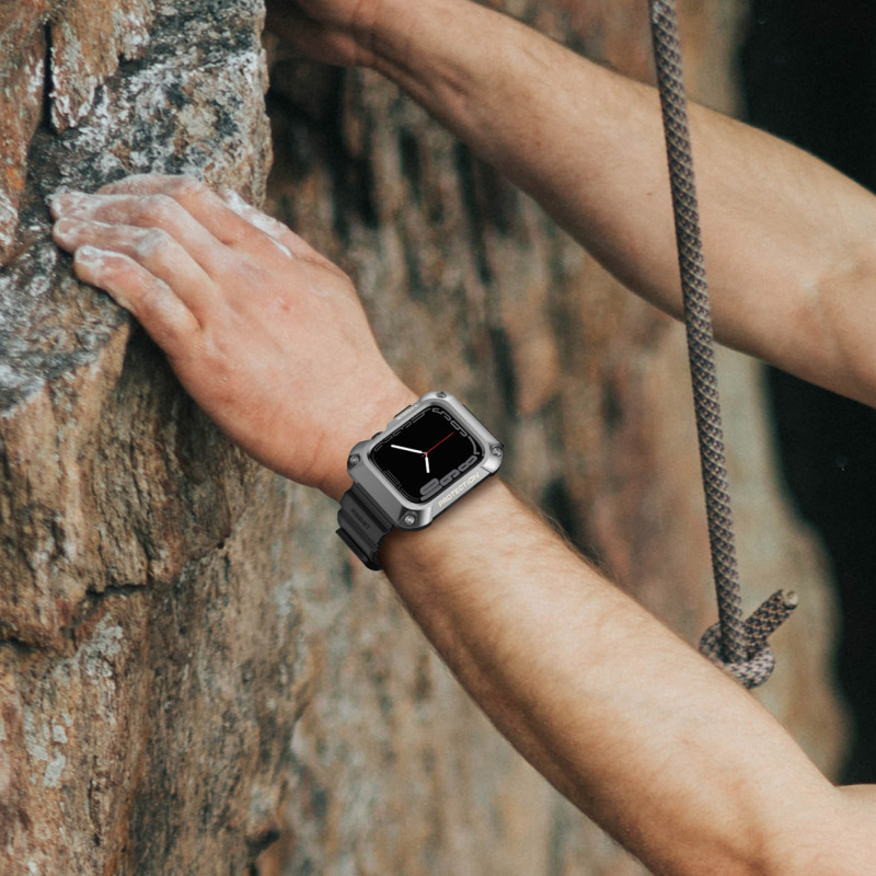 Kingxbar CYF134 2in1 šarvuotas dėklas Apple Watch SE, 6, 5, 4 (44 mm) pagamintas iš nerūdijančio plieno su dirželiu, juo...