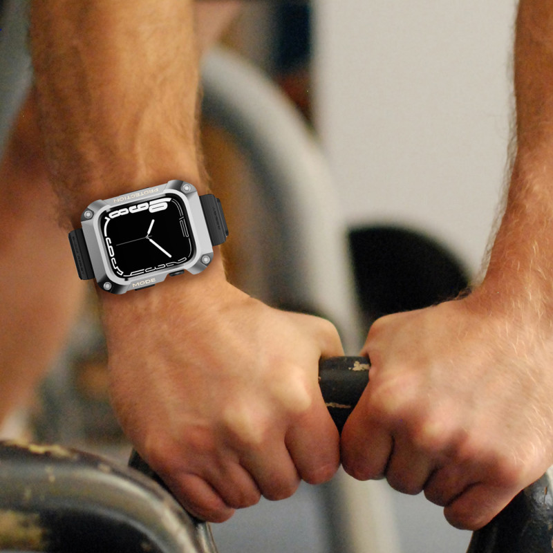Kingxbar CYF134 2in1 šarvuotas dėklas Apple Watch SE, 6, 5, 4 (44 mm) pagamintas iš nerūdijančio plieno su dirželiu, juo...