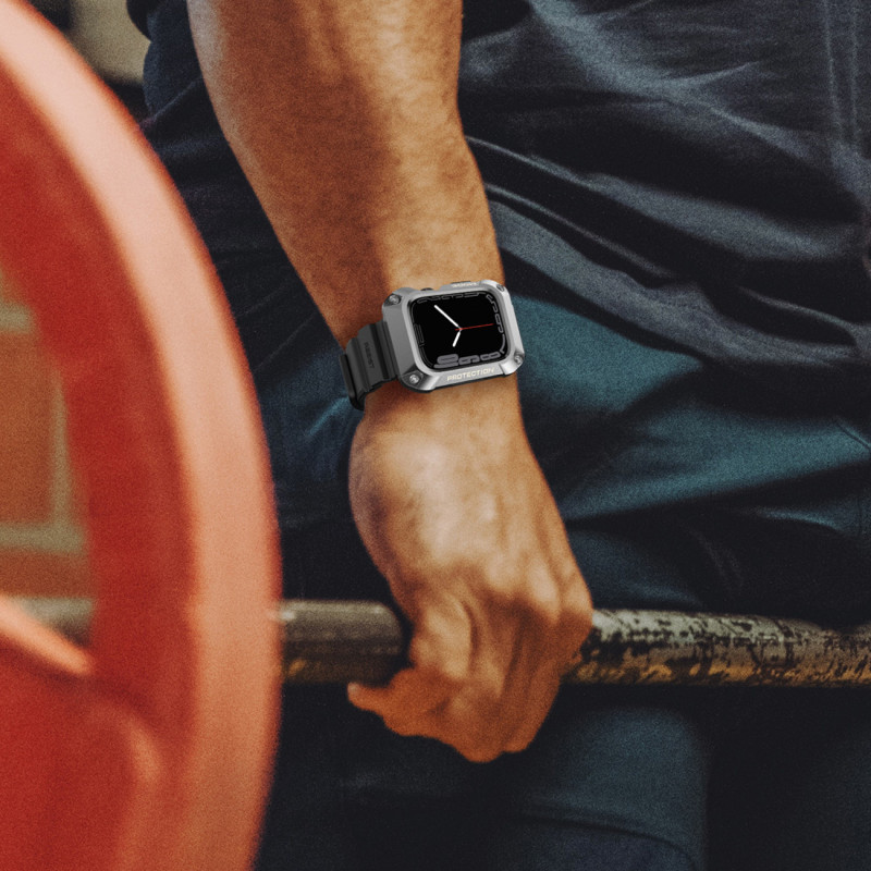 Kingxbar CYF134 2in1 šarvuotas dėklas Apple Watch SE, 6, 5, 4 (44 mm) pagamintas iš nerūdijančio plieno su dirželiu, juo...