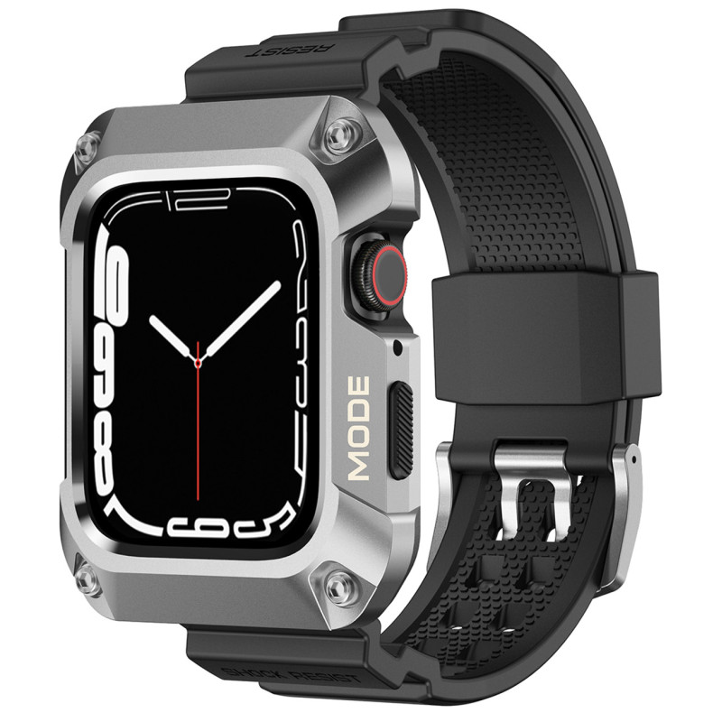Kingxbar CYF134 2in1 šarvuotas dėklas Apple Watch SE, 6, 5, 4 (44 mm) pagamintas iš nerūdijančio plieno su sidabriniu di... Kingxbar CYF134 2in1 šarvuotas dėklas Apple Watch SE, 6, 5, 4 (44 mm) pagamintas iš nerūdijančio plieno su sidabriniu di...