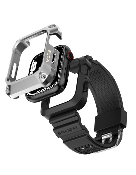 Kingxbar CYF134 2in1 šarvuotas dėklas Apple Watch SE, 6, 5, 4 (44 mm) pagamintas iš nerūdijančio plieno su sidabriniu di... Kingxbar CYF134 2in1 šarvuotas dėklas Apple Watch SE, 6, 5, 4 (44 mm) pagamintas iš nerūdijančio plieno su sidabriniu di...