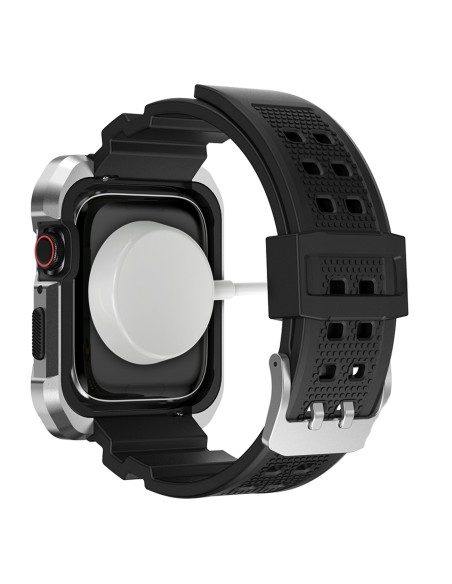 Kingxbar CYF134 2in1 šarvuotas dėklas Apple Watch SE, 6, 5, 4 (44 mm) pagamintas iš nerūdijančio plieno su sidabriniu di... Kingxbar CYF134 2in1 šarvuotas dėklas Apple Watch SE, 6, 5, 4 (44 mm) pagamintas iš nerūdijančio plieno su sidabriniu di...
