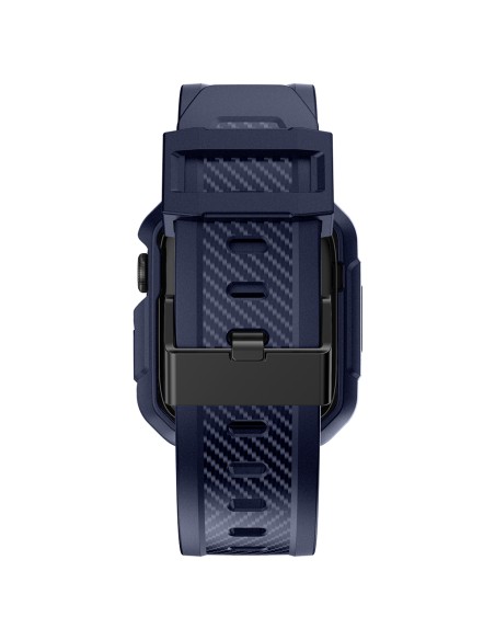 Kingxbar CYF537 2in1 šarvuotas dėklas Apple Watch SE, 9, 8, 7, 6, 5, 4, 3, 2, 1 (45, 44, 42 mm) su mėlynos spalvos dirže...