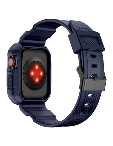 Kingxbar CYF537 2in1 šarvuotas dėklas Apple Watch SE, 9, 8, 7, 6, 5, 4, 3, 2, 1 (45, 44, 42 mm) su mėlynos spalvos dirže...