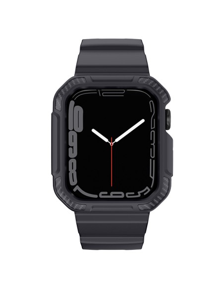 Kingxbar CYF106 2in1 šarvuotas dėklas Apple Watch SE, 9, 8, 7, 6, 5, 4, 3, 2, 1 (41, 40, 38 mm) su pilku dirželiu