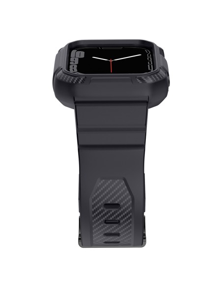 Kingxbar CYF106 2in1 šarvuotas dėklas Apple Watch SE, 9, 8, 7, 6, 5, 4, 3, 2, 1 (41, 40, 38 mm) su pilku dirželiu