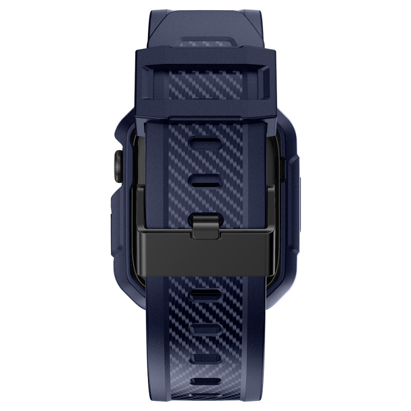 Kingxbar CYF106 2in1 šarvuotas dėklas Apple Watch SE, 9, 8, 7, 6, 5, 4, 3, 2, 1 (41, 40, 38 mm) su mėlynos spalvos dirže...