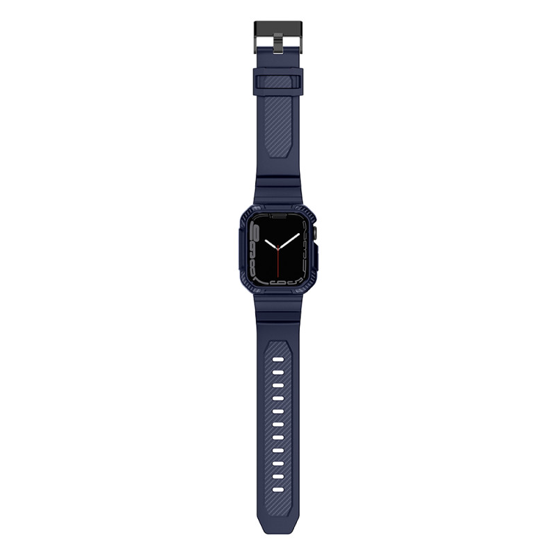Kingxbar CYF106 2in1 šarvuotas dėklas Apple Watch SE, 9, 8, 7, 6, 5, 4, 3, 2, 1 (41, 40, 38 mm) su mėlynos spalvos dirže...