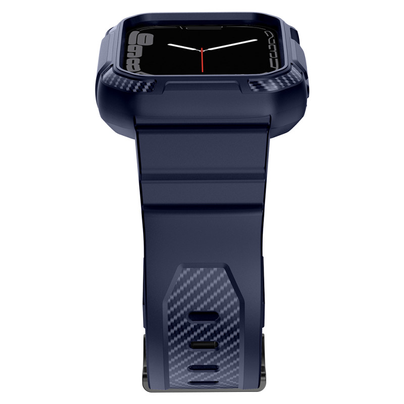Kingxbar CYF106 2in1 šarvuotas dėklas Apple Watch SE, 9, 8, 7, 6, 5, 4, 3, 2, 1 (41, 40, 38 mm) su mėlynos spalvos dirže...