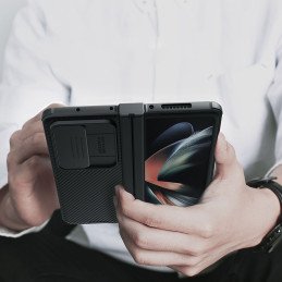 Nillkin CamShield Pro Case (paprastas) dėklas, skirtas Samsung Galaxy Z Fold 4 dangteliu su mėlynu fotoaparato dangteliu