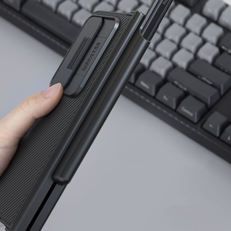 Nillkin CamShield Pro Case (paprastas) dėklas, skirtas Samsung Galaxy Z Fold 4 dangteliu su mėlynu fotoaparato dangteliu