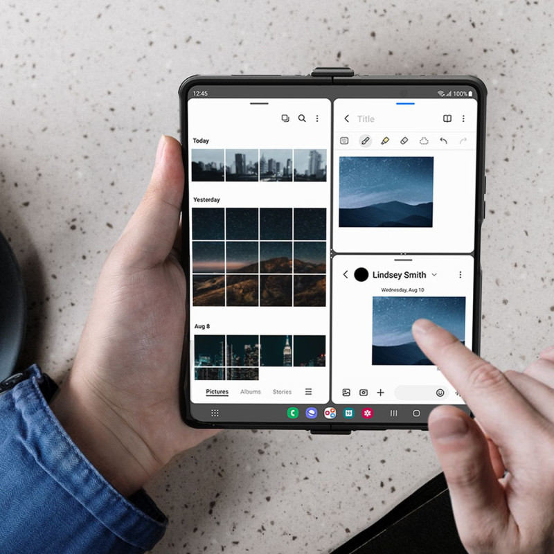 Nillkin CamShield Pro Case (paprastas) dėklas, skirtas Samsung Galaxy Z Fold 4 dangteliu su fotoaparato dangteliu tamsia...