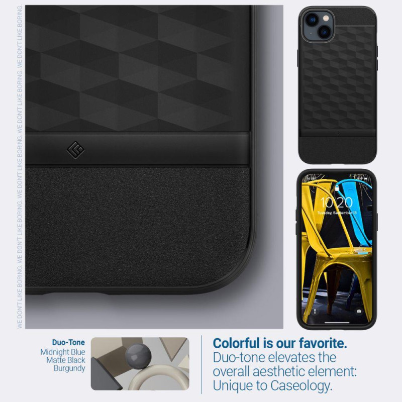 Caseology Parallax Mag MagSafe dėklas skirtas iPhone 14 Plus - matinė juoda