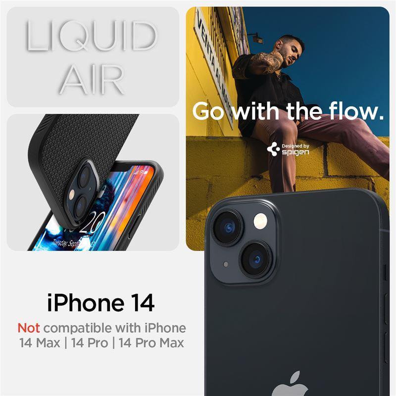Spigen Liquid Air dėklas iPhone 14 - matinė juoda Spigen Liquid Air dėklas iPhone 14 - matinė juoda