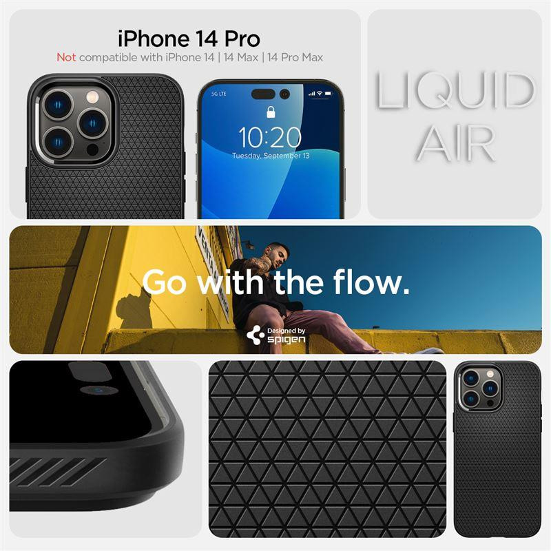 Spigen Liquid Air dėklas iPhone 14 Pro - matinės juodos spalvos