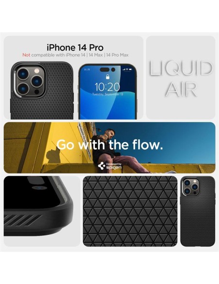 Spigen Liquid Air dėklas iPhone 14 Pro - matinės juodos spalvos Spigen Liquid Air dėklas iPhone 14 Pro - matinės juodos spalvos