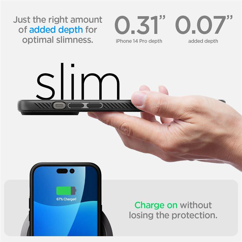 Spigen Liquid Air dėklas iPhone 14 Pro - matinės juodos spalvos
