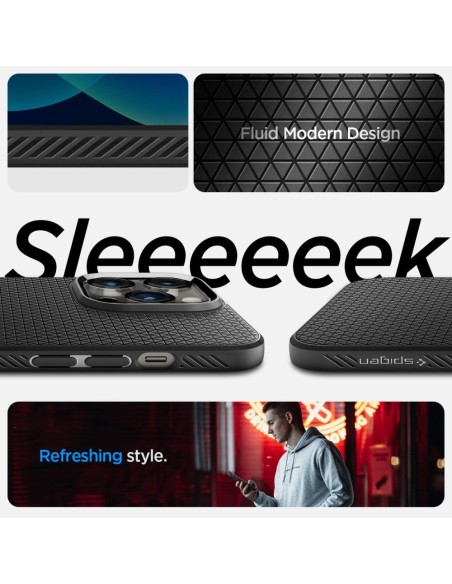 Spigen Liquid Air dėklas, skirtas iPhone 14 Pro Max - matinė juoda Spigen Liquid Air dėklas, skirtas iPhone 14 Pro Max - matinė juoda