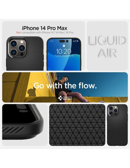 Spigen Liquid Air dėklas, skirtas iPhone 14 Pro Max - matinė juoda Spigen Liquid Air dėklas, skirtas iPhone 14 Pro Max - matinė juoda