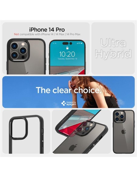 Spigen Ultra Hybrid dėklas iPhone 14 Pro - matinės juodos spalvos Spigen Ultra Hybrid dėklas iPhone 14 Pro - matinės juodos spalvos
