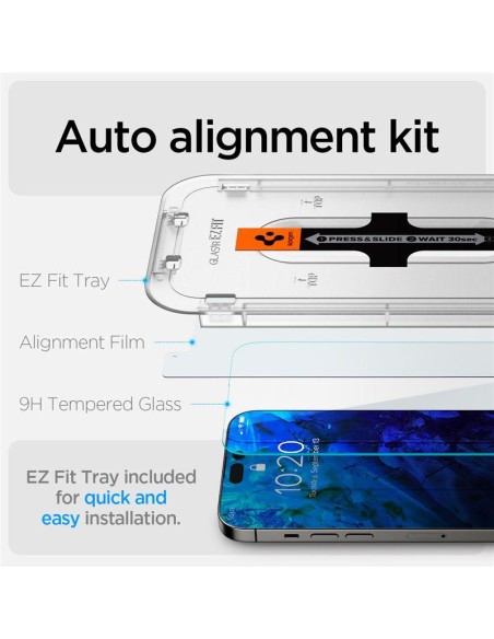 Spigen Glas.tR EZ Fit grūdintas stiklas skirtas iPhone 14 Pro Max - 2 vnt. Spigen Glas.tR EZ Fit grūdintas stiklas skirtas iPhone 14 Pro Max - 2 vnt.