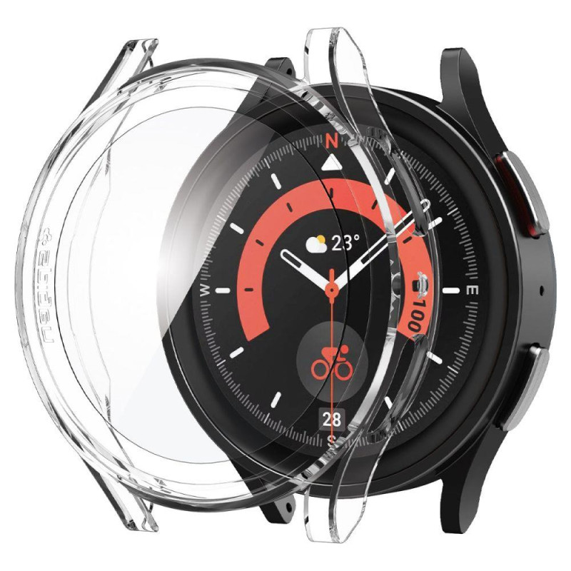 „Spigen Thin Fit“ dėklas ir grūdinto stiklo rinkinys, skirtas „Samsung Galaxy Watch 5 Pro“ (45 mm) – skaidrus „Spigen Thin Fit“ dėklas ir grūdinto stiklo rinkinys, skirtas „Samsung Galaxy Watch 5 Pro“ (45 mm) – skaidrus