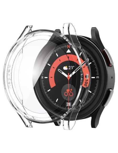 „Spigen Thin Fit“ dėklas ir grūdinto stiklo rinkinys, skirtas „Samsung Galaxy Watch 5 Pro“ (45 mm) – skaidrus „Spigen Thin Fit“ dėklas ir grūdinto stiklo rinkinys, skirtas „Samsung Galaxy Watch 5 Pro“ (45 mm) – skaidrus