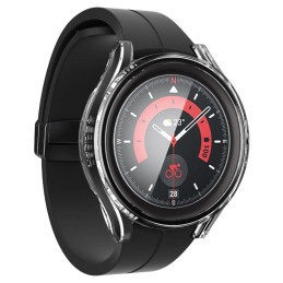 „Spigen Thin Fit“ dėklas ir grūdinto stiklo rinkinys, skirtas „Samsung Galaxy Watch 5 Pro“ (45 mm) – skaidrus