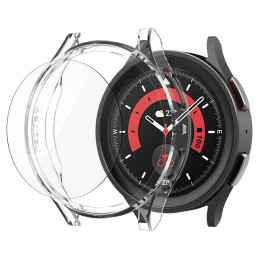 „Spigen Thin Fit“ dėklas ir grūdinto stiklo rinkinys, skirtas „Samsung Galaxy Watch 5 Pro“ (45 mm) – skaidrus