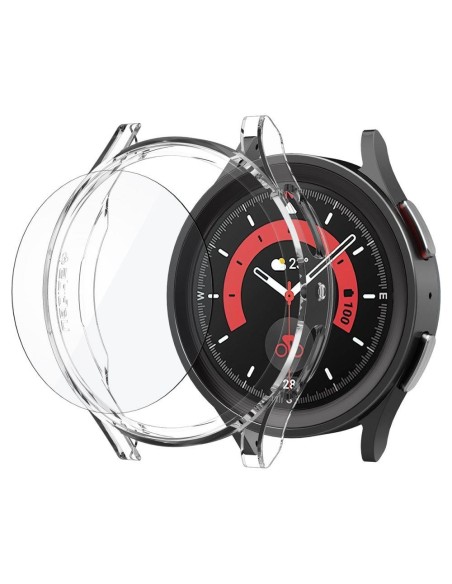 „Spigen Thin Fit“ dėklas ir grūdinto stiklo rinkinys, skirtas „Samsung Galaxy Watch 5 Pro“ (45 mm) – skaidrus „Spigen Thin Fit“ dėklas ir grūdinto stiklo rinkinys, skirtas „Samsung Galaxy Watch 5 Pro“ (45 mm) – skaidrus