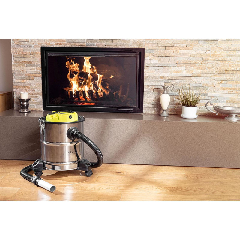 Židinio pelenų siurblys mobilus nerūdijantis su HEPA filtru 1,2 kW 20 l