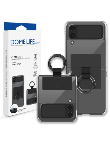 Whitestone Clear Case Ring dėklas, skirtas Samsung Galaxy Z Flip 4 - juodas Whitestone Clear Case Ring dėklas, skirtas Samsung Galaxy Z Flip 4 - juodas
