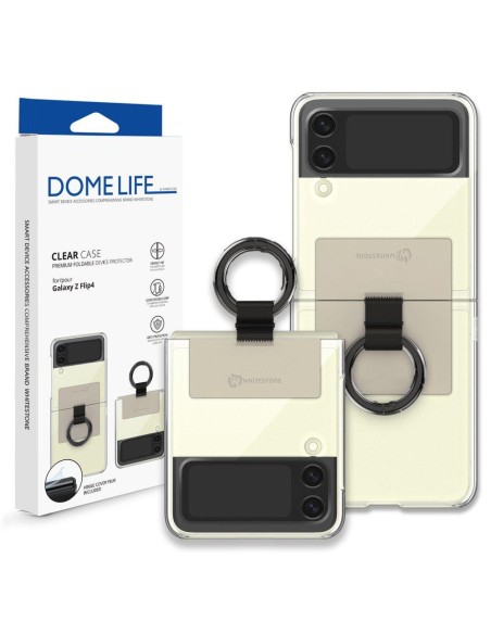 Whitestone Clear Case Ring dėklas, skirtas Samsung Galaxy Z Flip 4 - smėlio spalvos Whitestone Clear Case Ring dėklas, skirtas Samsung Galaxy Z Flip 4 - smėlio spalvos