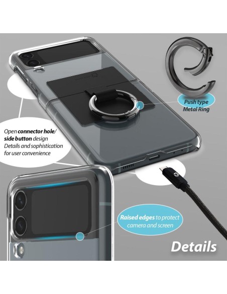 Whitestone Clear Case Ring dėklas, skirtas Samsung Galaxy Z Flip 4 - smėlio spalvos Whitestone Clear Case Ring dėklas, skirtas Samsung Galaxy Z Flip 4 - smėlio spalvos