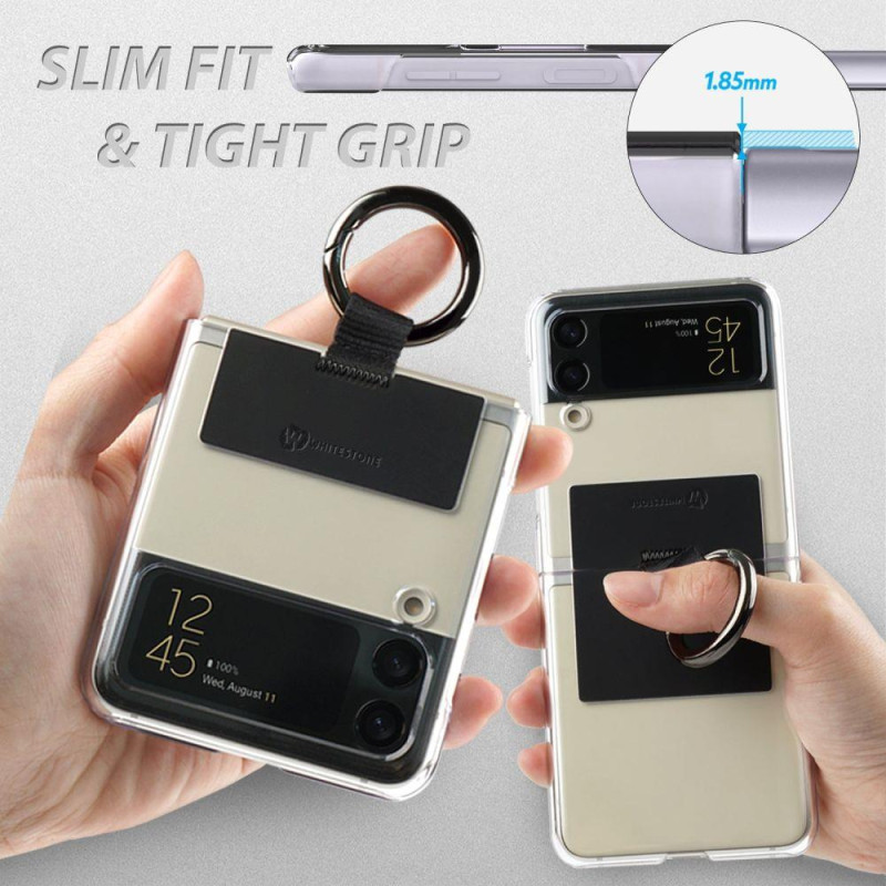 Whitestone Clear Case Ring dėklas, skirtas Samsung Galaxy Z Flip 4 - smėlio spalvos