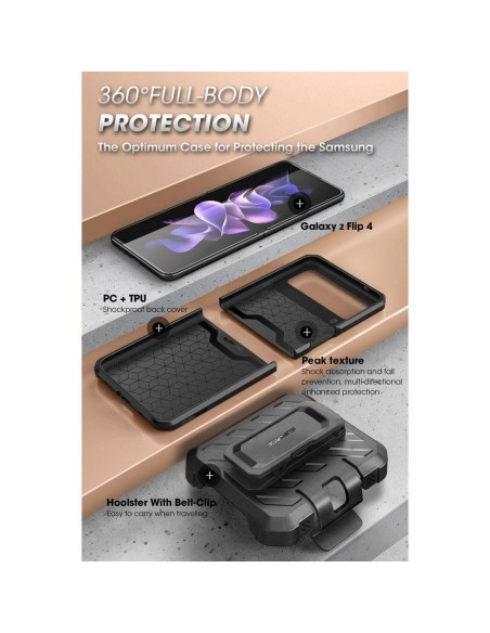 Unicorn Beetle Pro Supcase dėklas, skirtas Samsung Galaxy Z Flip 4 - juodas