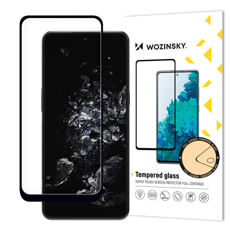 Wozinsky Full Glue grūdintas stiklas OnePlus 10T / OnePlus Ace Pro 9H viso ekrano grūdintas stiklas su juodu rėmeliu