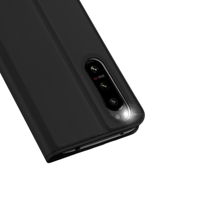 Dux Ducis Skin Pro dėklas, skirtas Sony Xperia 5 IV dangteliu su atvartu kortelių piniginės stovu juodas