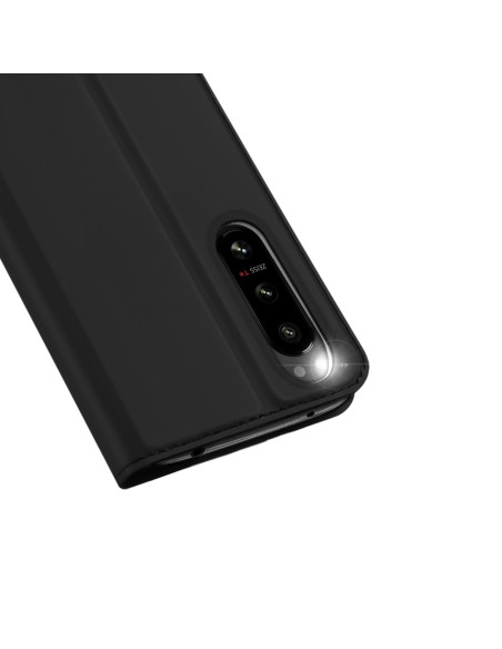 Dux Ducis Skin Pro dėklas, skirtas Sony Xperia 5 IV dangteliu su atvartu kortelių piniginės stovu juodas Dux Ducis Skin Pro dėklas, skirtas Sony Xperia 5 IV dangteliu su atvartu kortelių piniginės stovu juodas