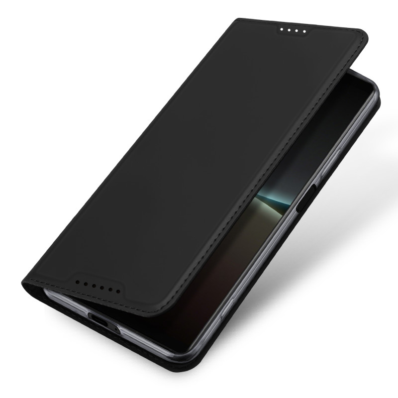 Dux Ducis Skin Pro dėklas, skirtas Sony Xperia 5 IV dangteliu su atvartu kortelių piniginės stovu juodas
