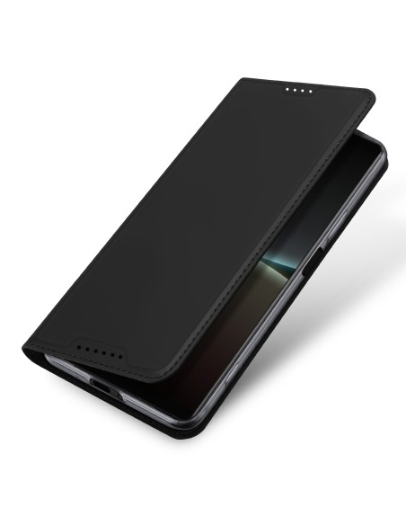 Dux Ducis Skin Pro dėklas, skirtas Sony Xperia 5 IV dangteliu su atvartu kortelių piniginės stovu juodas Dux Ducis Skin Pro dėklas, skirtas Sony Xperia 5 IV dangteliu su atvartu kortelių piniginės stovu juodas