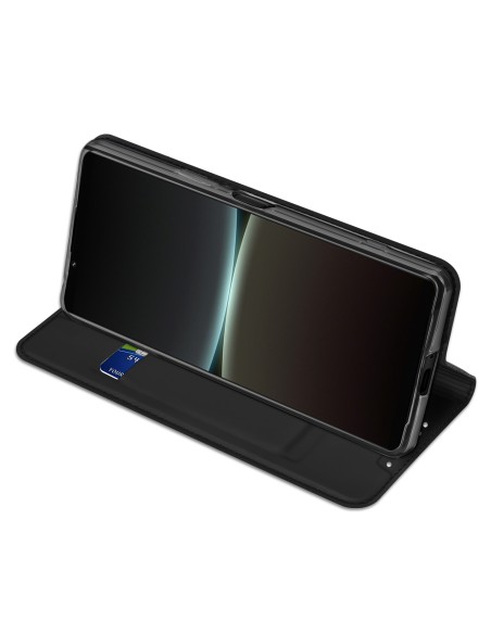 Dux Ducis Skin Pro dėklas, skirtas Sony Xperia 5 IV dangteliu su atvartu kortelių piniginės stovu juodas Dux Ducis Skin Pro dėklas, skirtas Sony Xperia 5 IV dangteliu su atvartu kortelių piniginės stovu juodas