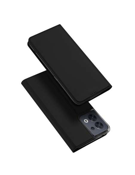 „Dux Ducis Skin Pro“ dėklas, skirtas „Oppo Reno 8“ dangteliui su atvartu, juodas piniginės stovas „Dux Ducis Skin Pro“ dėklas, skirtas „Oppo Reno 8“ dangteliui su atvartu, juodas piniginės stovas