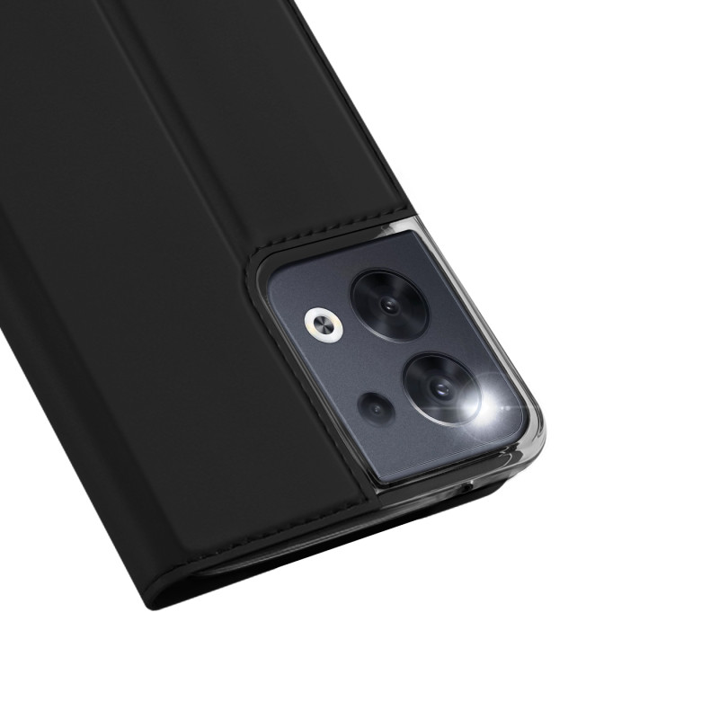 „Dux Ducis Skin Pro“ dėklas, skirtas „Oppo Reno 8“ dangteliui su atvartu, juodas piniginės stovas