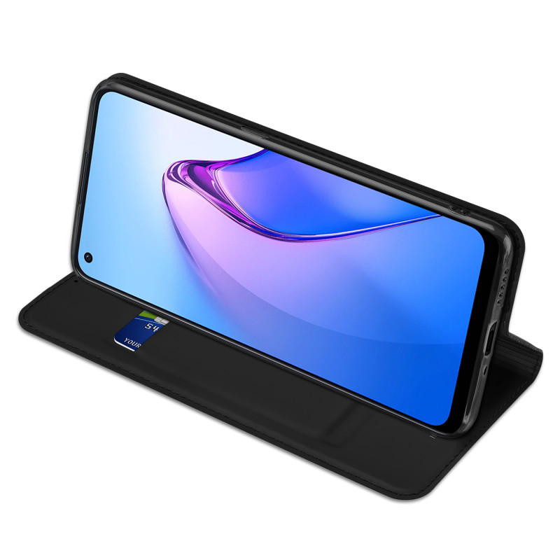 „Dux Ducis Skin Pro“ dėklas, skirtas „Oppo Reno 8“ dangteliui su atvartu, juodas piniginės stovas
