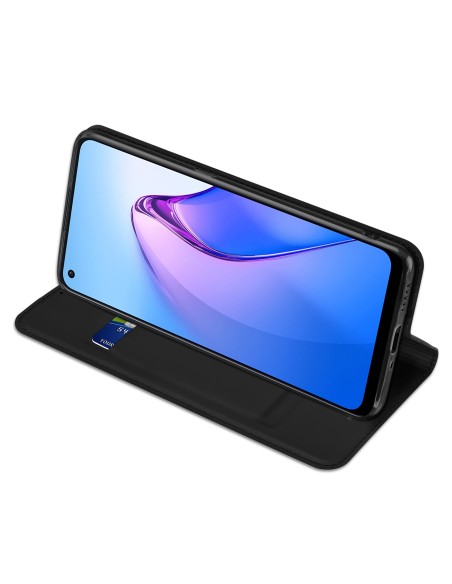 „Dux Ducis Skin Pro“ dėklas, skirtas „Oppo Reno 8“ dangteliui su atvartu, juodas piniginės stovas „Dux Ducis Skin Pro“ dėklas, skirtas „Oppo Reno 8“ dangteliui su atvartu, juodas piniginės stovas