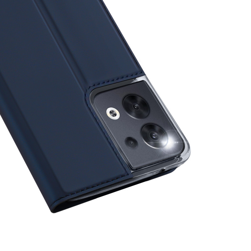 „Dux Ducis Skin Pro“ dėklas, skirtas „Oppo Reno 8“ dangčiui su atvartu, kortelės piniginės stovas mėlynas