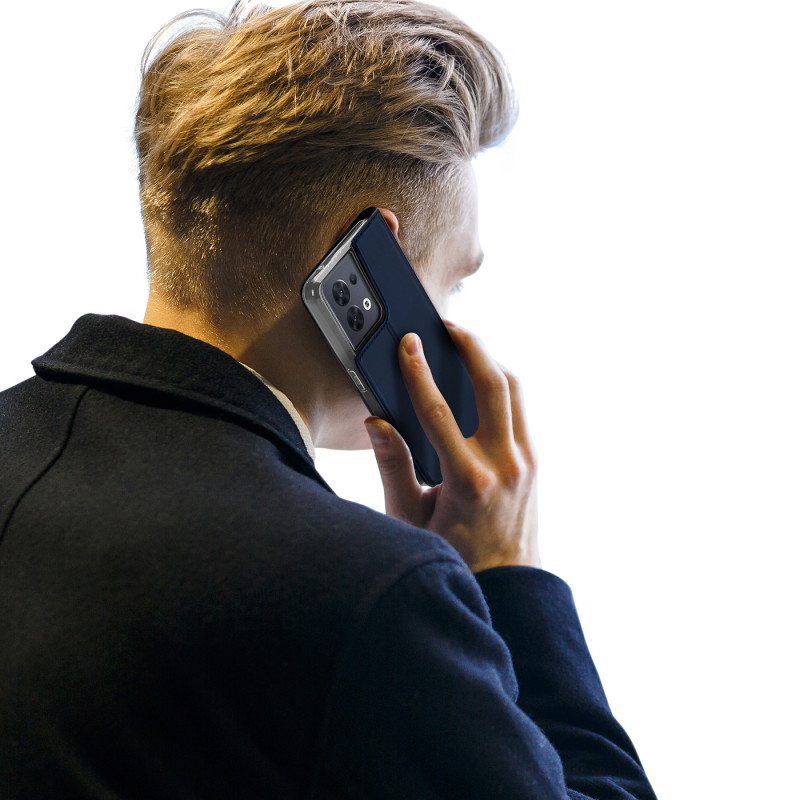 „Dux Ducis Skin Pro“ dėklas, skirtas „Oppo Reno 8“ dangčiui su atvartu, kortelės piniginės stovas mėlynas
